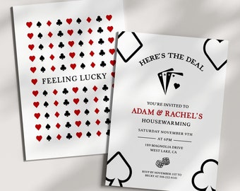 Custom Housewarming Casino Night Invitation, Poker Party Invite, House Of Cards Housewarming Invitation, Feeling Lucky Game Night Invite