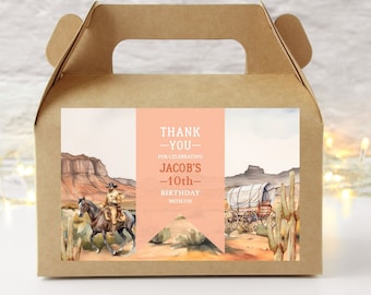 Wild West Kids Party Box Label, Cowboy Birthday Favour Snack Box, Kids Western Birthday Party Favour Label,Wild West Decor,Kids Cowboy Decor