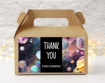 Space Themed Party Box For Kids Birthday Parties, Galaxy Snack Box Label, Planet Birthday Party Box, Kids Snack Favor Box, Space Favor Pack
