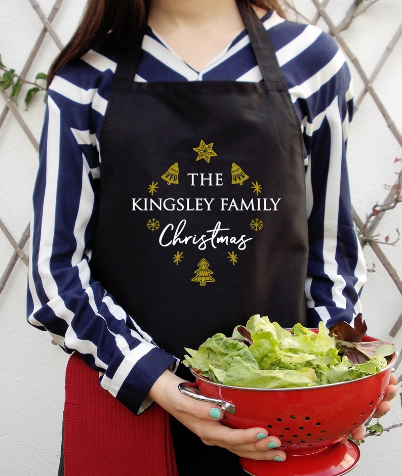 Personalized Christmas apron Apron for women Stone blue Etsy