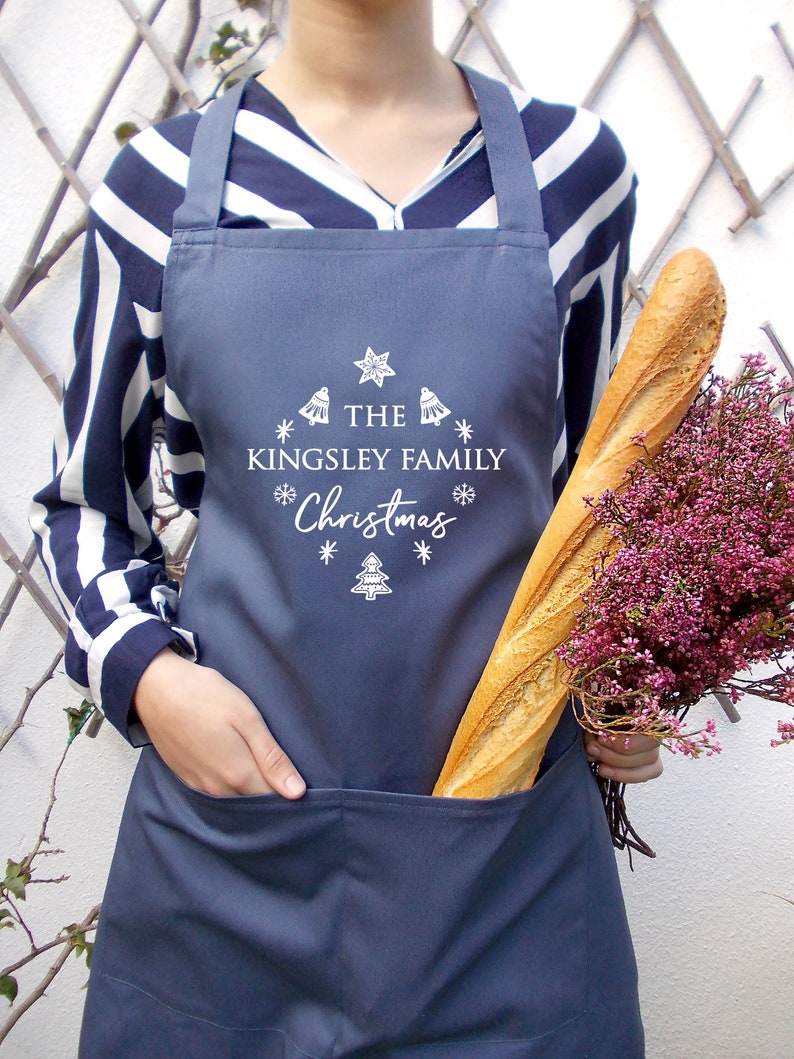 Personalized Christmas apron Apron for women Stone blue Etsy