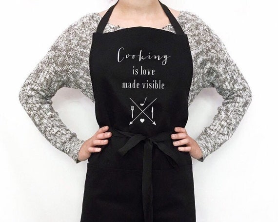 black cooking apron
