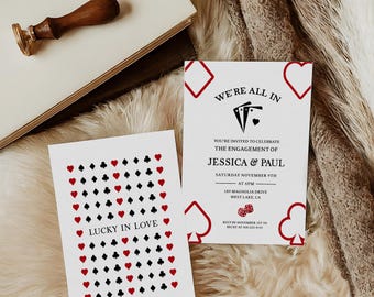Personalized Casino Night Engagement Bash Invitation, Fun Couple Casino Invitation,Las Vegas Casino Theme Engagement Invite, Poker Night