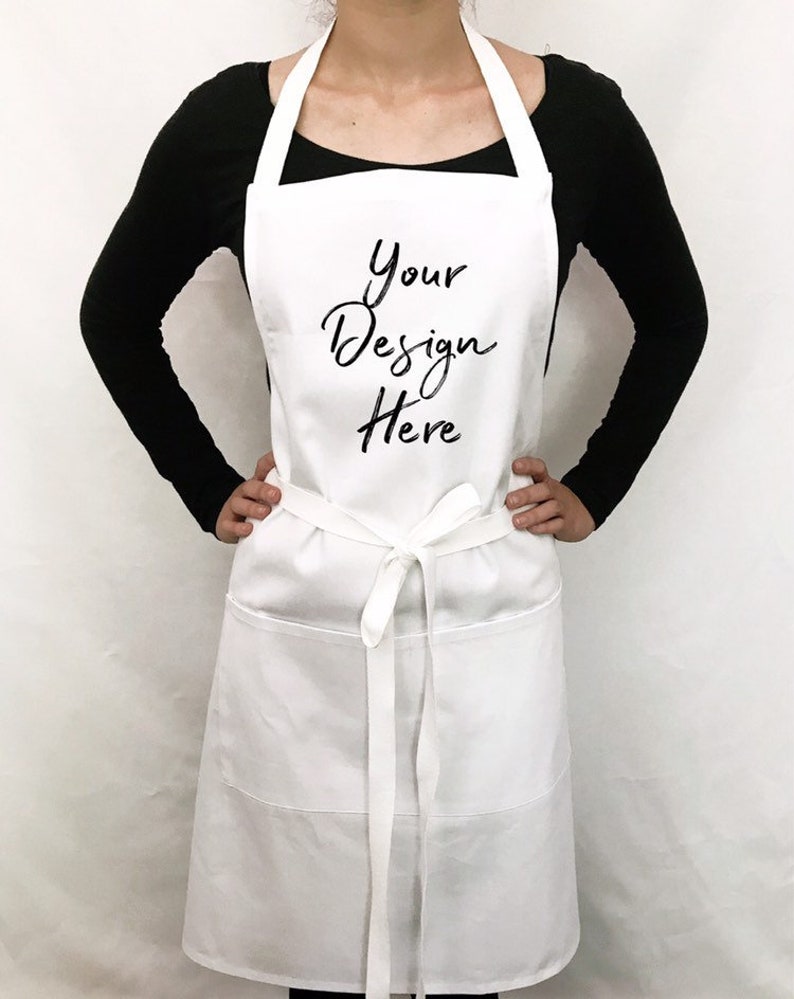 White personalized apron for women custom apron for men Etsy