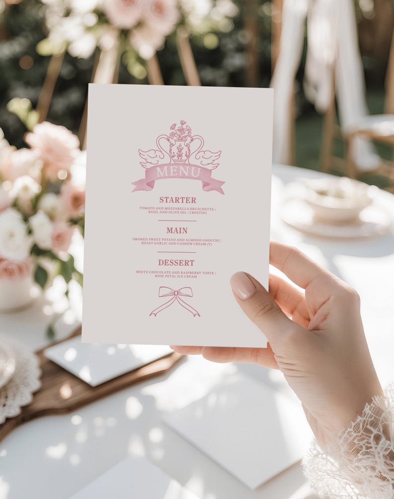 Menu Backdrop Swan Swan Themed Printable Menus, Rustic Swan Editable 5x7 Baby Shower Menus ...