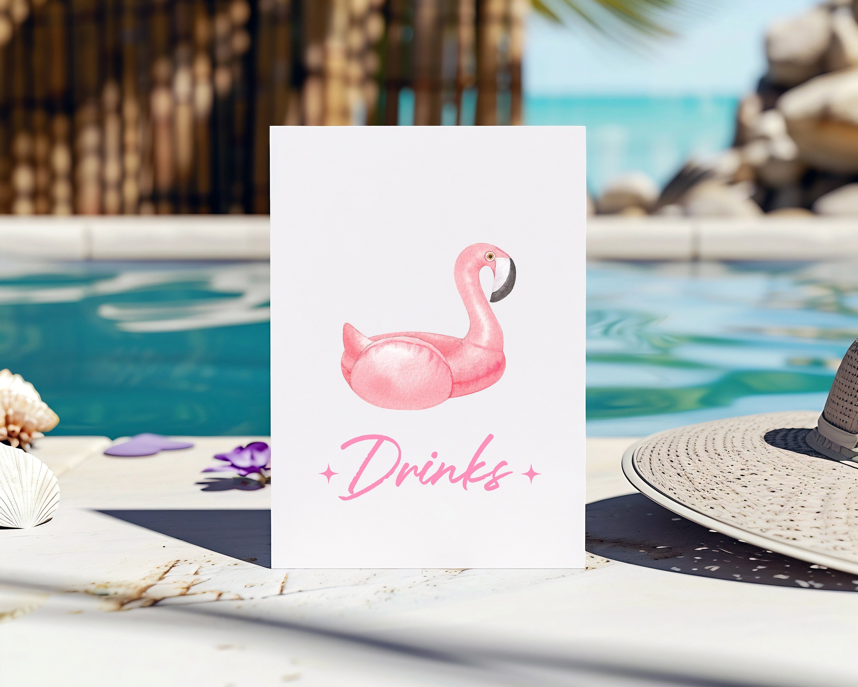 Custom Engagement Pool Party Signs for Drinks Dessert and Gifts, Four ...