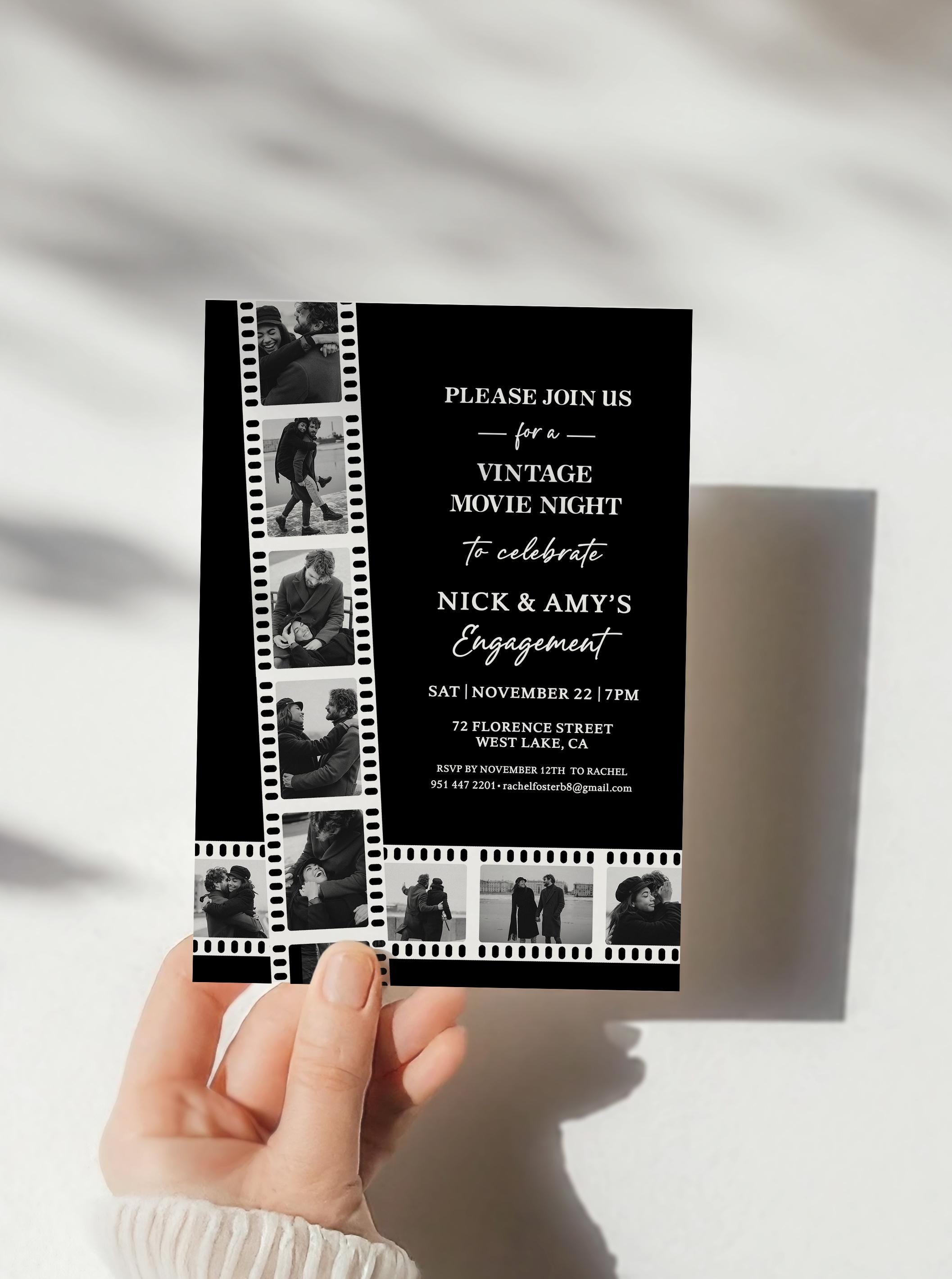 Photo Engagement Party Invitation, Vintage Film Strip Engagement Invite ...
