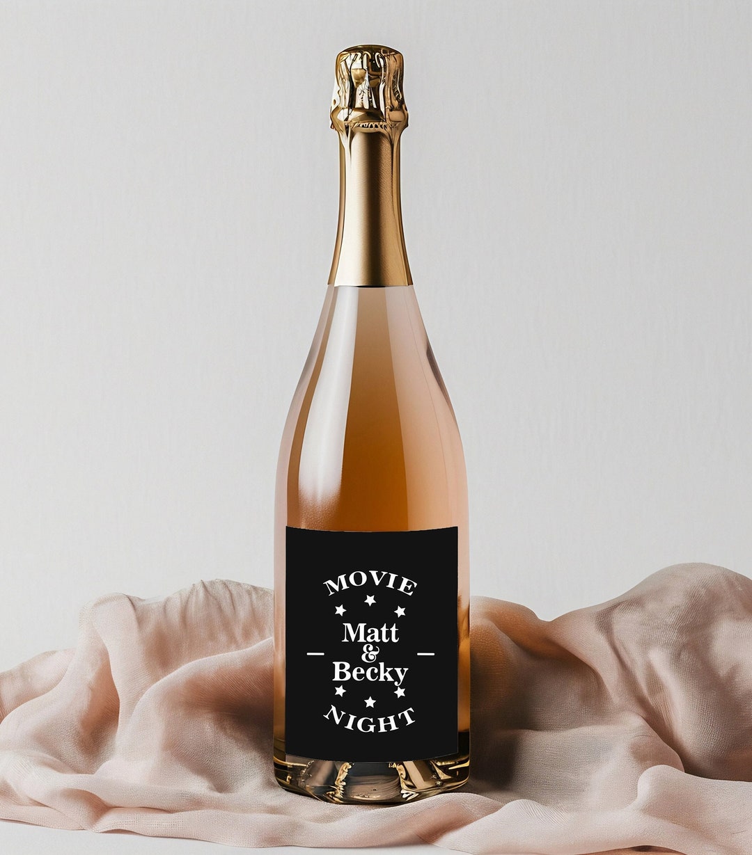 First Event Label Movie Night Wine Bottle Label for Weddings, Birthdays or Engagement ...