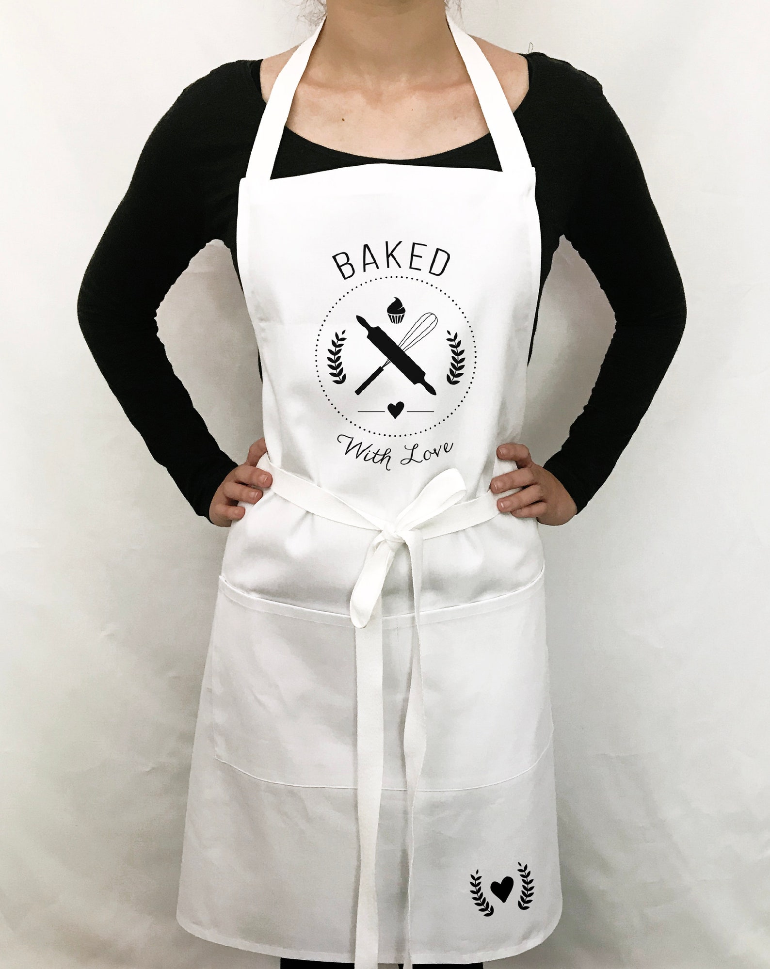 Gray Baked With Love Kitchen Apron Womens Apron T Etsy 