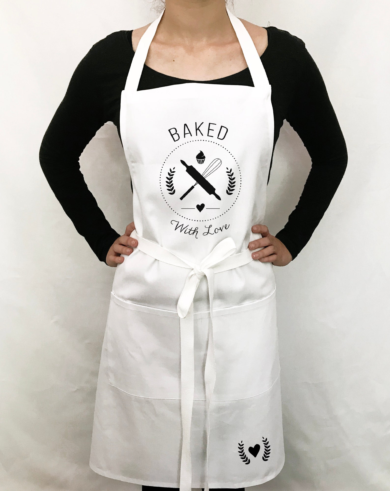 Gray baked with love kitchen apron Women's apron gift Etsy