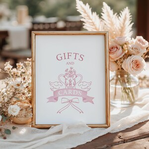 Cadeaus en kaarten met zwaanthema, bord rustiek zwaan met afdrukbaar cadeau, koninklijk roze vintage babyshowerposter, gepersonaliseerd bord babyshower.