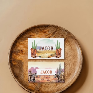 Cowboy Party Name Tags, Wild West Place Cards, Kids Cowboy Birthday Party, Western Themed Birthday Party, Cowboy Birthday Place Cards kids