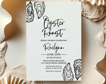 Elegant Oyster Roast Party Invitation, Whimsical Bridal Shower Dinner Invitation, Whimsical Oyster Roast Rehearsal Dinner Invite