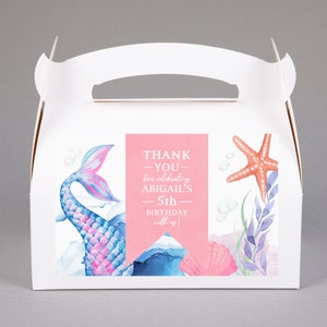 Mermaid Party Box Label, Mermaid Tail Birthday Favour Snack Box, Kids Under The Sea Birthday Party Favour Label, Starfish Ocean Kids Party