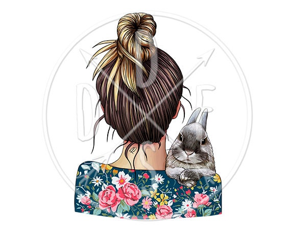 A0115 blue Girl Rabbit Hair Bun Vintage Floral Shirt Etsy A0115 blue Girl Rabbit Hair Bun Vintage Floral Shirt Etsy