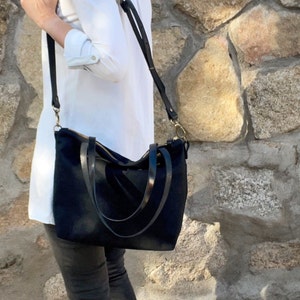 Wax Canvas Shoulder Bag for everyday, Waxed Handbag with Crossbody strap and zipper, Personalized Messenger Tote Bag