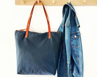 Large Canvas Diaper Tote Bag, Personalized Waxed Canvas Nappy Shoulder Bag Women, Everyday Wax Canvas Work Handbag large size