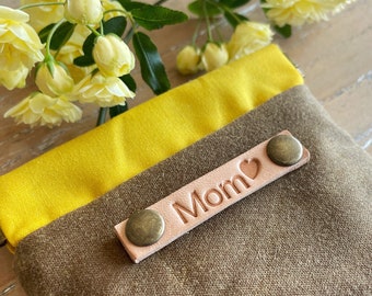 Personalized Canvas Coin Pouch for Mom, Engraved Name Gift, Lovely Snap Top Bag, Mini Coin Purse