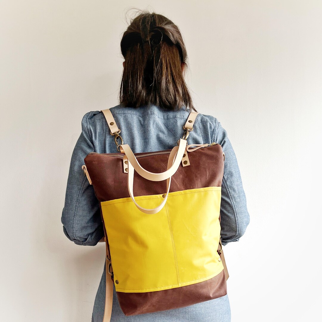 Laptop Rucksack Tote Frauen, Gewachster Canvas Arbeitsrucksack