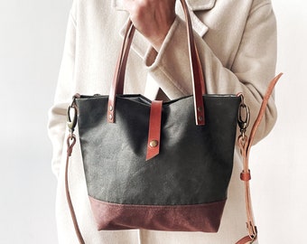 Small Crossbody Waxed Canvas Tote Bag - Stylish and durable purse for everyday use