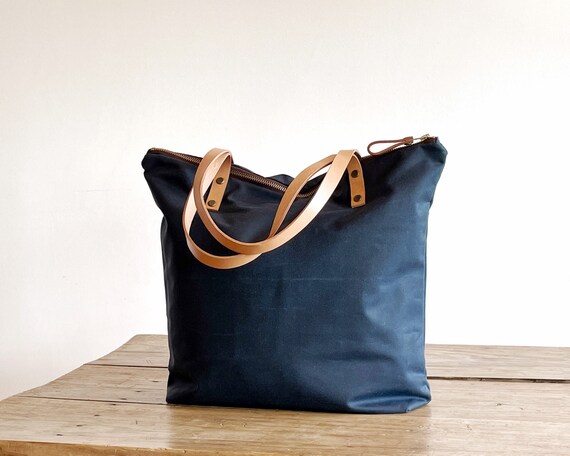 Buy Bijoux de Ja Blue Denim Leather Trim Curved Shape Top Handle Handbag  Purse (Brown) at Amazon.in