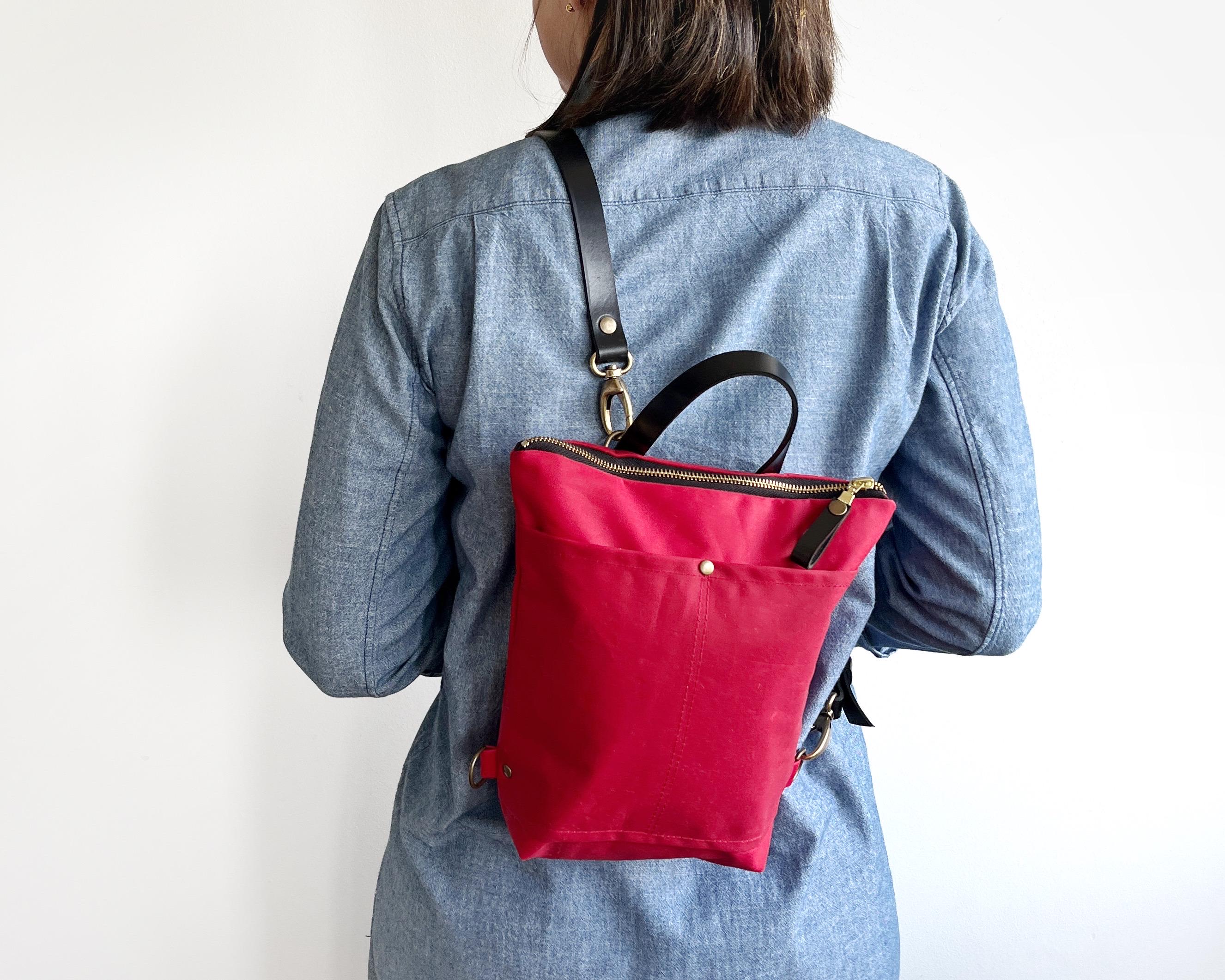 Waxed Canvas Mini Backpack: Personalised Convertible Sling  display picture 3