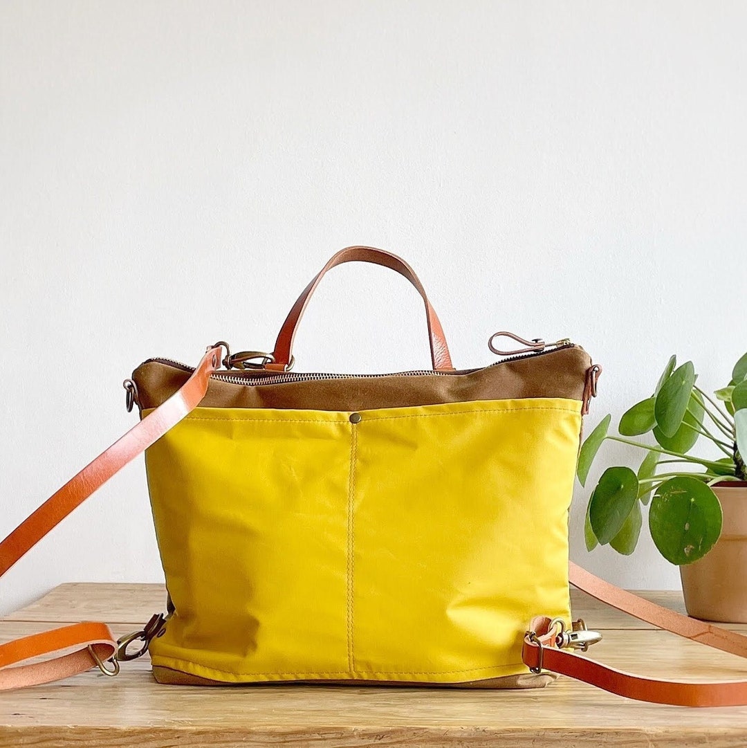 Convertible Waxed Canvas Backpack Purse, Leather Straps, Personalized ...