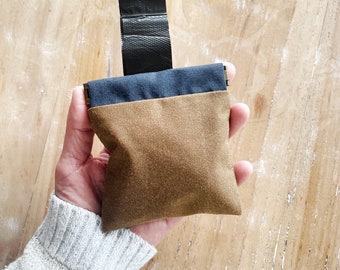 Dog waste bag holder, Small Waxed Canvas Pouch for poop bags, Puppy Training bag for dog walks