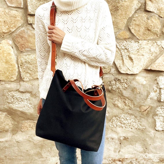Large Work Bag Women, Waxed Canvas Tote With Leather Handles Large Work Bag Women, Waxed Canvas Tote With Leather Handles