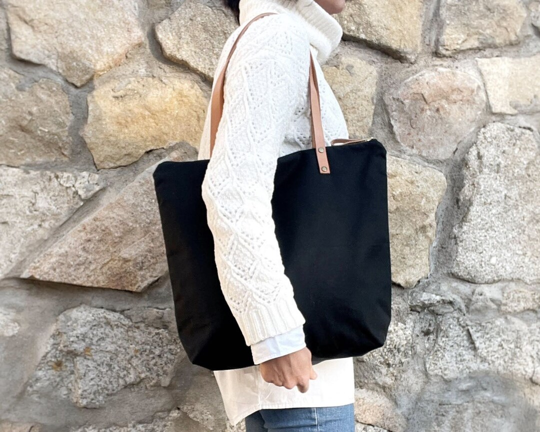 Zippered Canvas Tote Bag Large Waxed Canvas Work Bag for Etsy