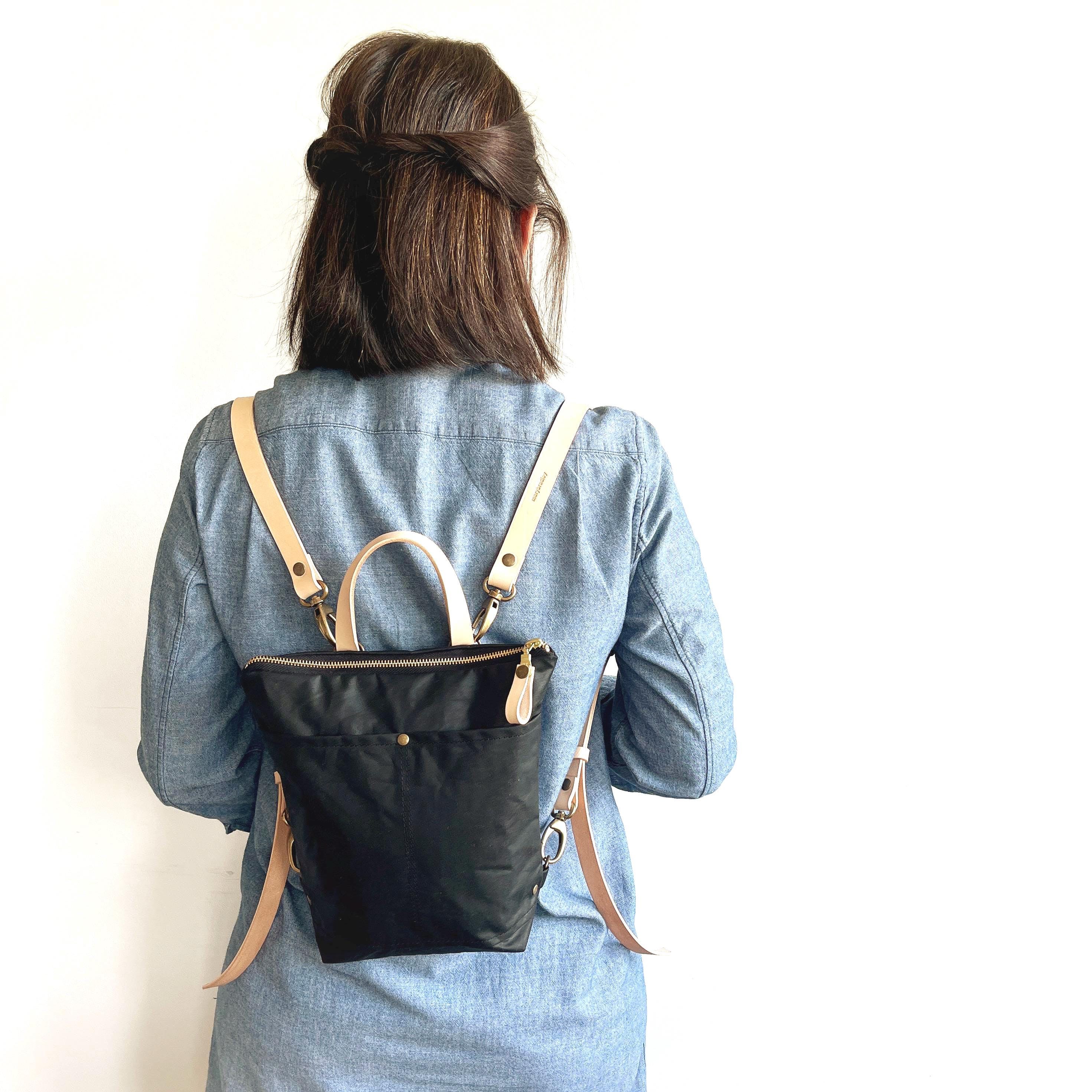 8197 Canvas Backpack Purse Convertible Backpack Shoulder Bag Small Rucksack Mini Waxed Canvas Convertible Backpack Purse: Mini Travel  main image 2