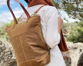 Buy Waxed Canvas Laptop Backpack Tote: Personalized Convertible