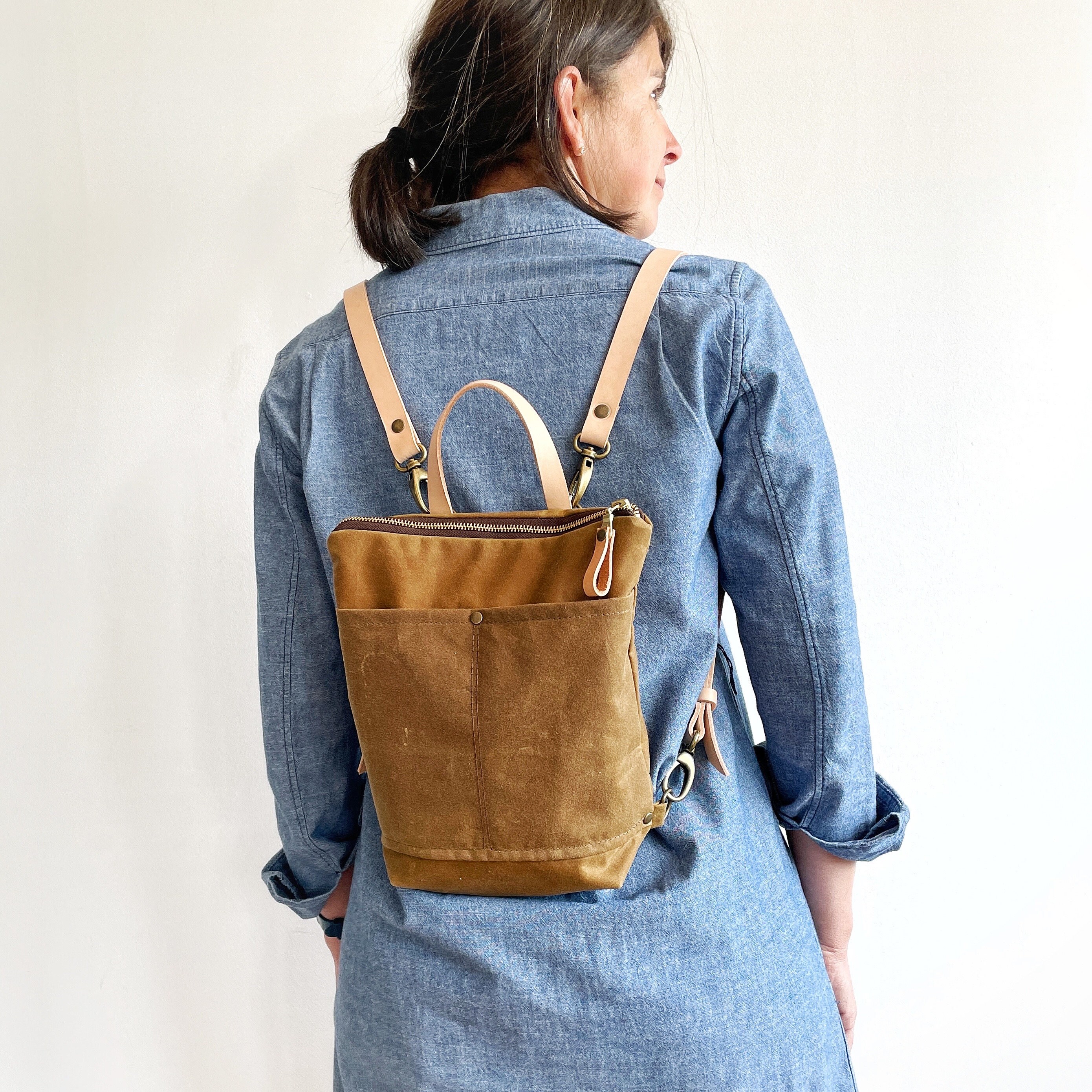 Convertible Waxed Canvas Sling Backpack – Personalized Small 