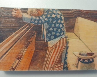 Panneau en bois Americana : décoration de ferme patriotique du 4 juillet