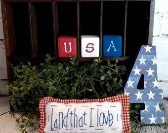 Ensemble de mini coussins Americana brodés à la main : décoration de ferme patriotique