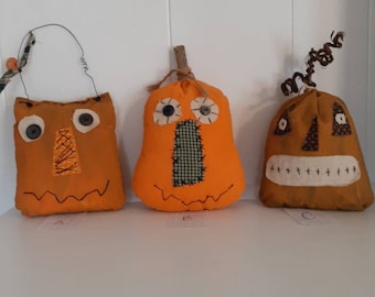 Jack o Lanterns primitifs, Halloween, décor d'Halloween, gardiens d'étagère, remplisseurs de bol