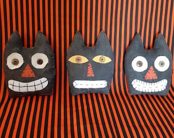 Black Cats, Retro Halloween Cats, Primitive Halloween Cats, Halloween Decor, Shelf Sitters, Bowl Fillers