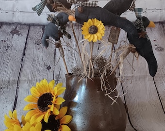Corbeaux empaillés primitifs, décoration rustique d'automne pour ferme, ornement de corbeau pour Halloween