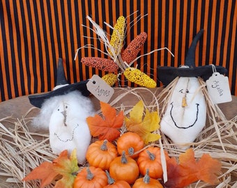 Primitive Witch Doll Head, Halloween Decor,  Shelf Sitters, Bowl Fillers, , Primitive Fall Decor, Farmhouse Halloween