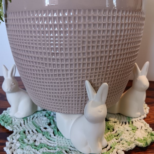Bunny Flower Pot Stands  Easter Decor  Garden Decor  Plant Figurals  3 Small Ceramic Bunnies