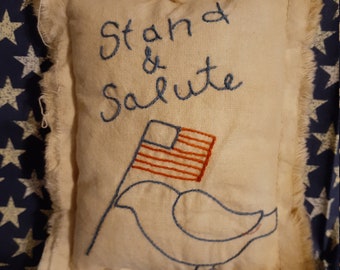 Mini coussin Americana fait main : décoration patriotique brodée du 4 juillet