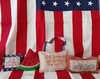 Ensemble de 4 mini-coussins style américain, décoration rustique pour le 4 juillet, pour garnir un bol