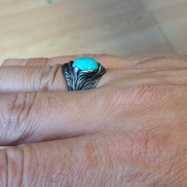 Lor G Jewellery Navajo inspired Turquoise .925 Silver biker Feather ring