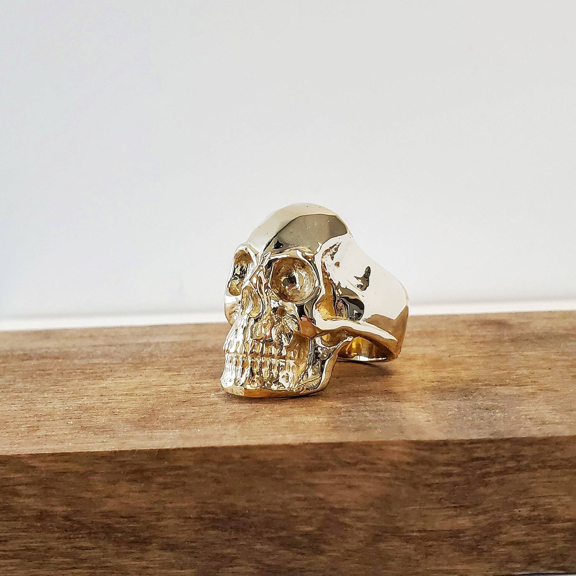 Full Anatomical Skull Ring in 10k Yellow SOLID Gold Etsy