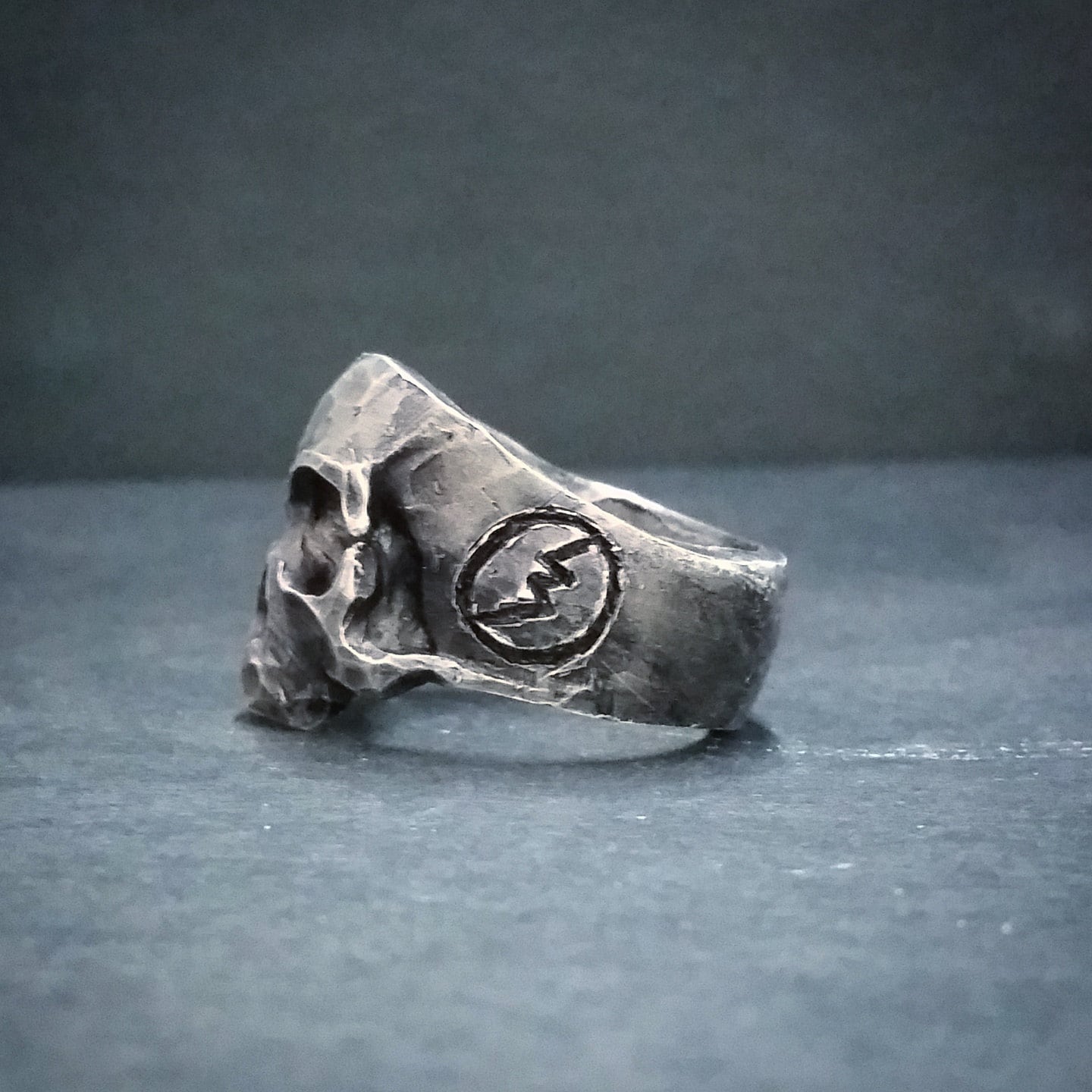 Oxidized Sterling Silver Grateful Dead Skull Ring Hand Made in 