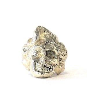 Solid brass Marilyn Monroe massive biker skull ring