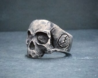 Oxidized Sterling Silver Grateful Dead Skull Ring Hand Made