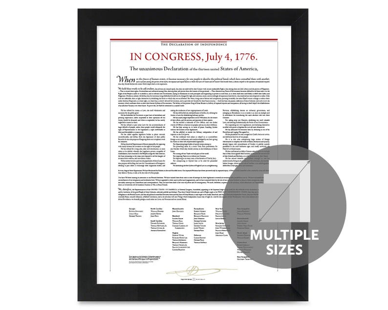 The Declaration of Independence: A Print in Multiple Sizes - Etsy