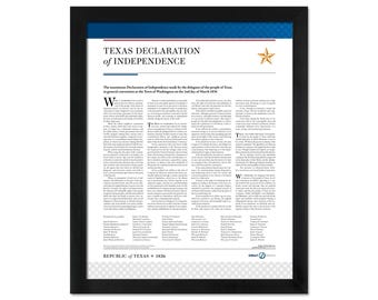 Texas Declaration of Independence: An unframed print in multiple sizes