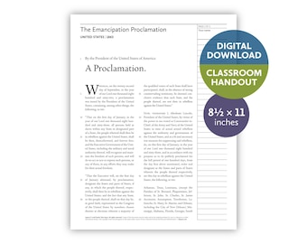 Emancipation Proclamation (United States | 1863) — Digital download — Classroom handout — 8.5 by 11 (letter-size) printable for teachers
